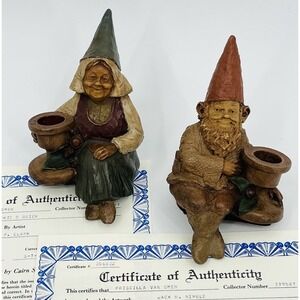 Tom Clark Gnomes Jack B. Nimble 53 and Jackie B. Quick 40 Candlestick Holders